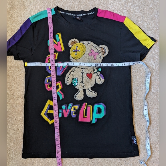 Switch Remarkable Patched Teddy Bear Embroidered Black T-Shirt - Picture 6 of 6